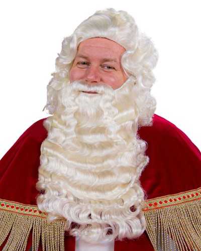 Ensemble Barbe & Perruque de Saint Nicolas – Blanc Ondulé Luxueux