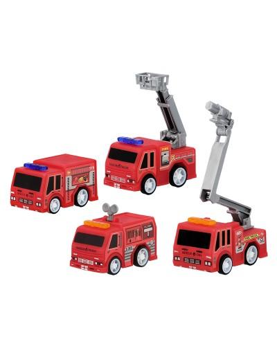 Set de 4 camions de pompier miniatures