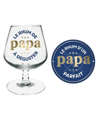Coffret verre de rhum Papa avec sous-verre
