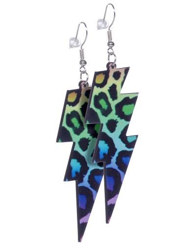 Boucles d’oreilles éclair léopard multicolore