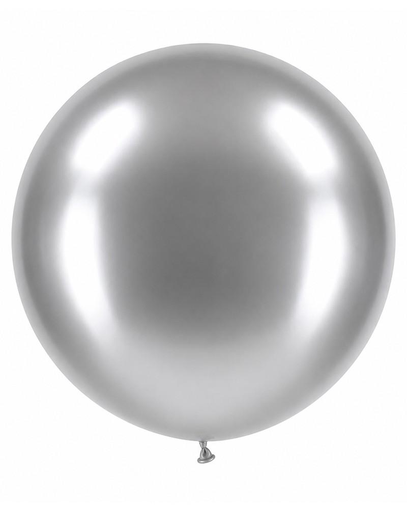 Ballons latex ronds argent brillant 23″ – Ø 60 cm – Sachet de 5 pièces