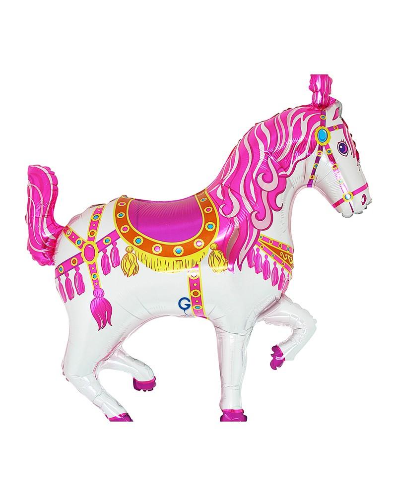 Ballon aluminium Cheval de cirque Rose Ballon aluminium Cheval de cirque Rose