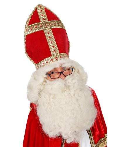 Perruque et barbe saint nicolas écru