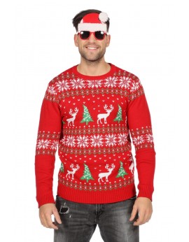PULL NOËL TOUGE AVEC RENNE