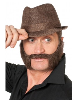 Barbe et moustache gangster brune