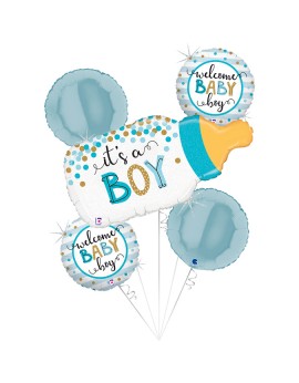 Bouquet de Ballons Biberon Confettis "It's a Boy"