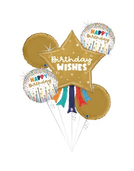 Bouquet de ballons confettis "Birthday Wishes"